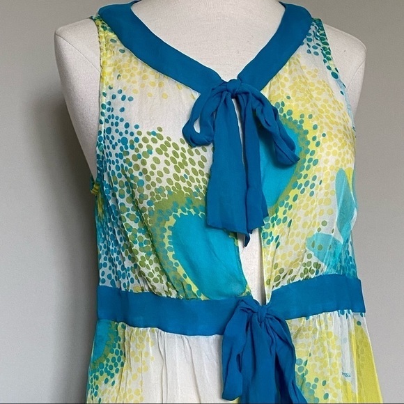 Milly Cabana Tie Front Floral Silk Swim Coverup, M - Picture 4 of 11